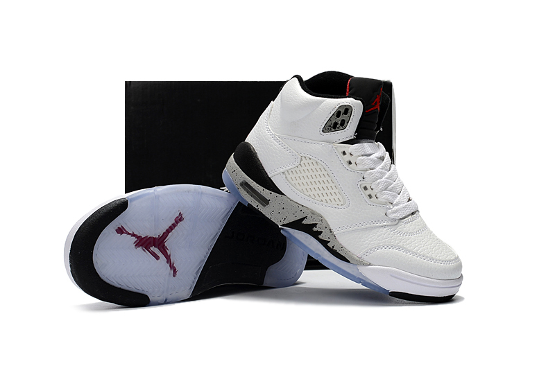 Kids Air Jordan 5 White Cement Shoes